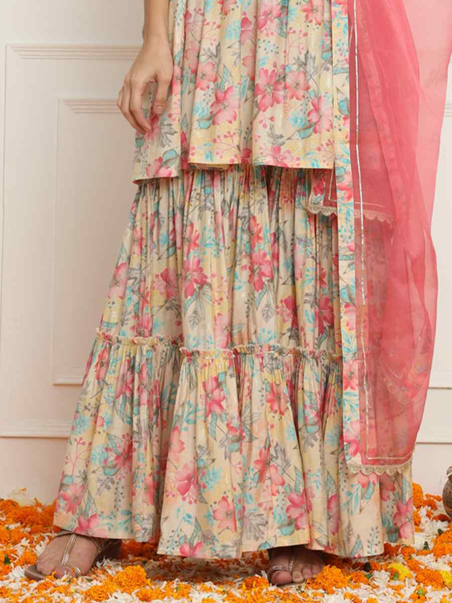 Multi Modal Silk Embroidered Party Casual Ready Sharara Pant Salwar Kameez