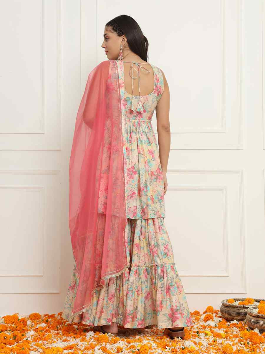 Multi Modal Silk Embroidered Party Casual Ready Sharara Pant Salwar Kameez