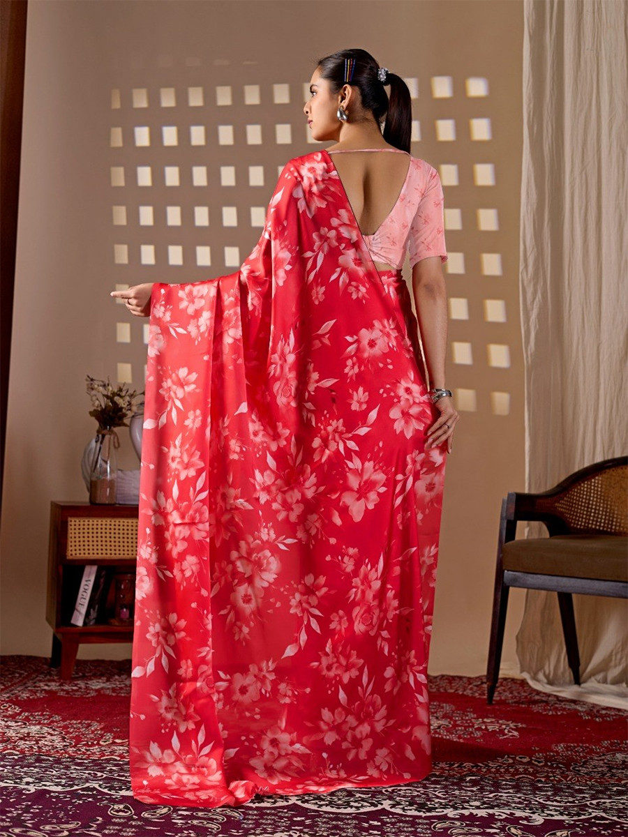 Multi Monsoon Georgette Silk Printed Wedding Reception Party Festival Casual Heavy Border Sarees