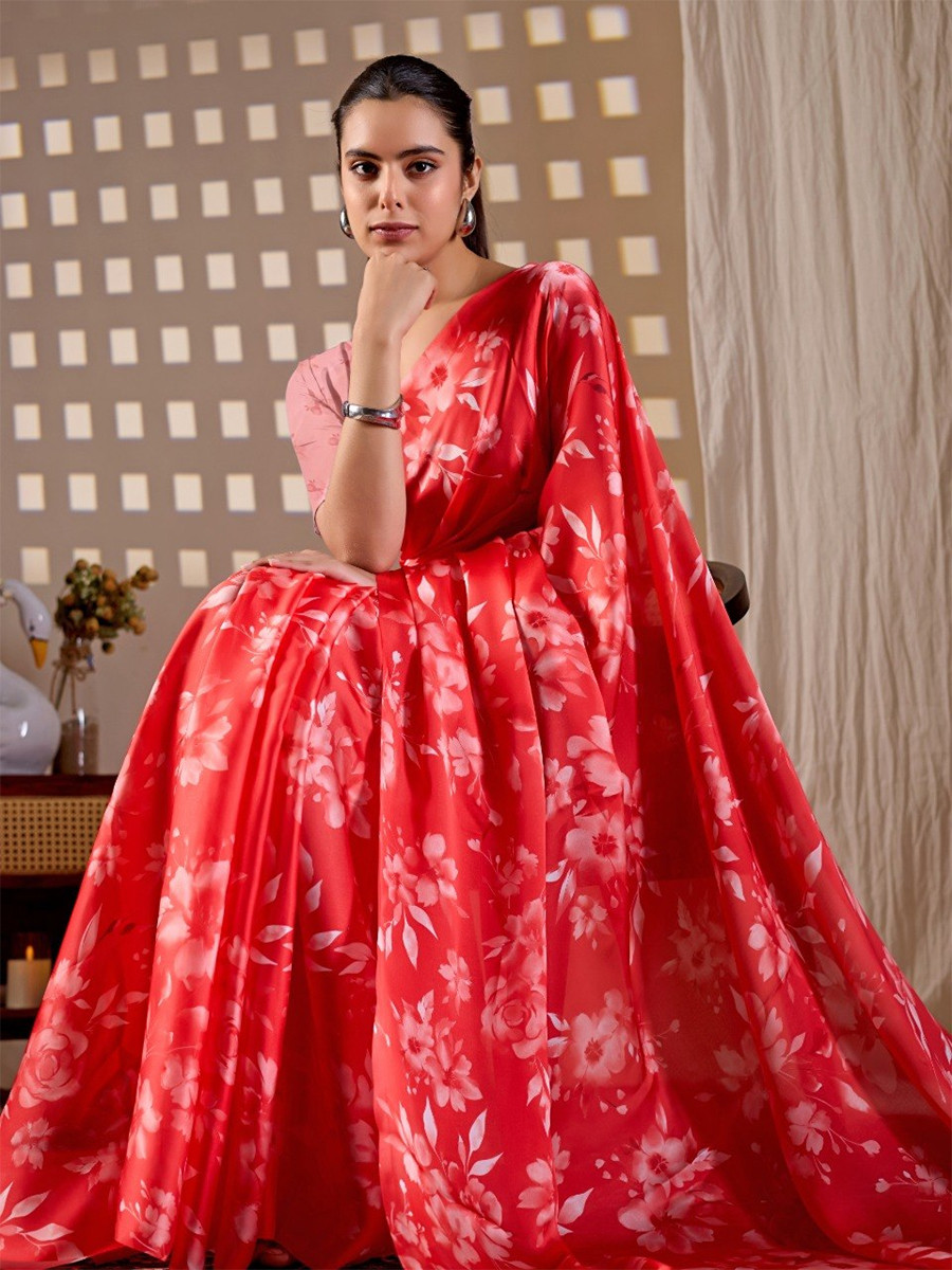 Multi Monsoon Georgette Silk Printed Wedding Reception Party Festival Casual Heavy Border Sarees