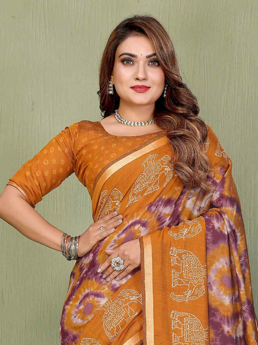 Multi Mul Cotton Printed Casual Reception Festival Wedding Fancy Classic Style Sarees