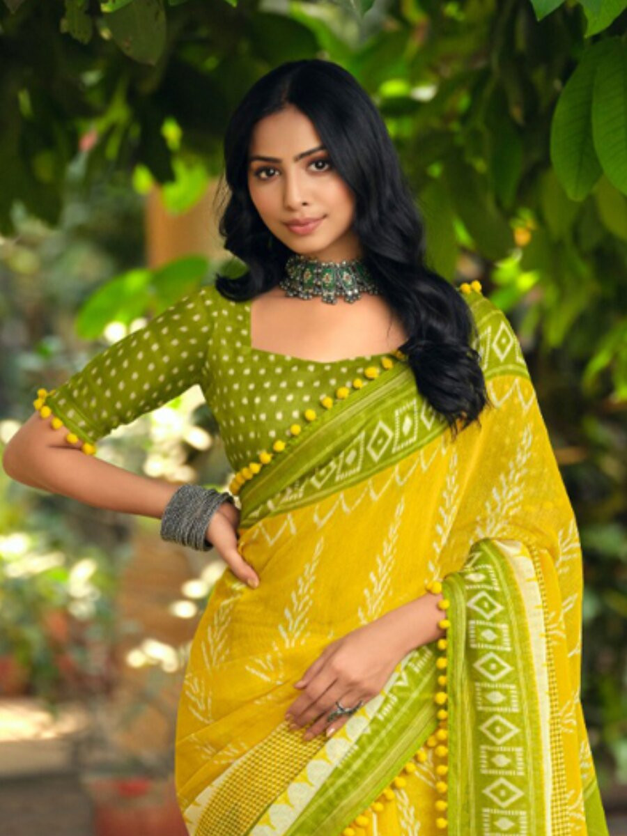 Multi Mul mul cotton Printed Reception Casual Party Classic Style Sarees