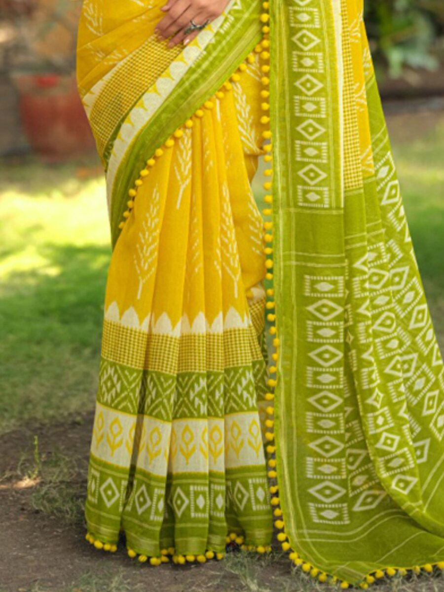 Multi Mul mul cotton Printed Reception Casual Party Classic Style Sarees
