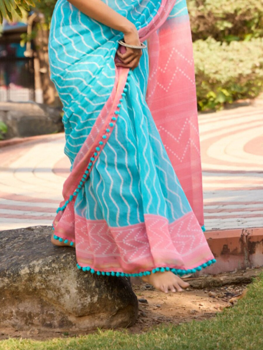 Multi Mul mul cotton Printed Reception Casual Party Classic Style Sarees