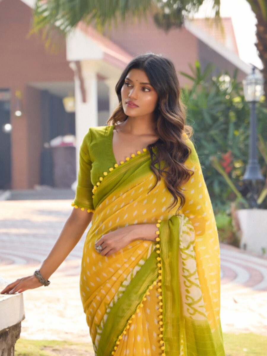 Multi Mul mul cotton Printed Reception Casual Party Classic Style Sarees