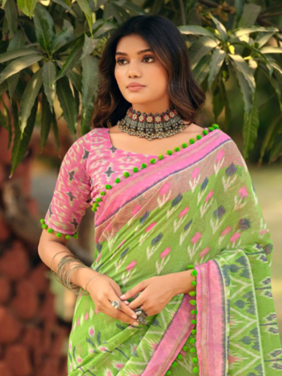 Multi Mul mul cotton Printed Reception Casual Party Classic Style Sarees