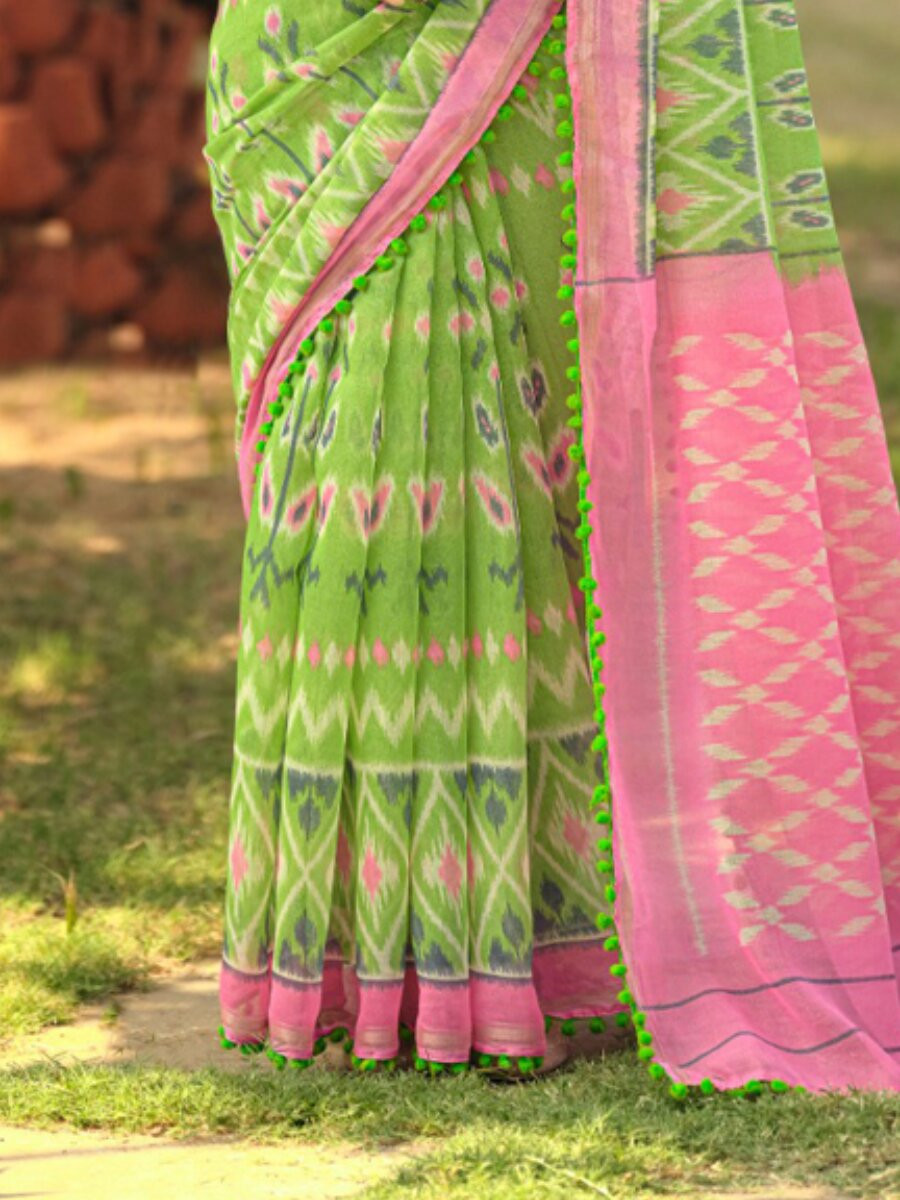 Multi Mul mul cotton Printed Reception Casual Party Classic Style Sarees