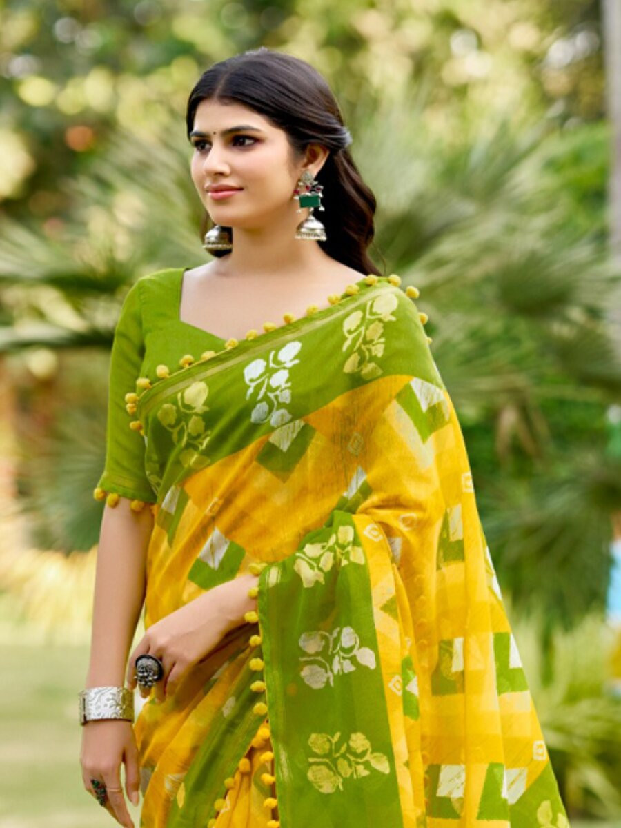 Multi Mul mul cotton Printed Reception Casual Party Classic Style Sarees