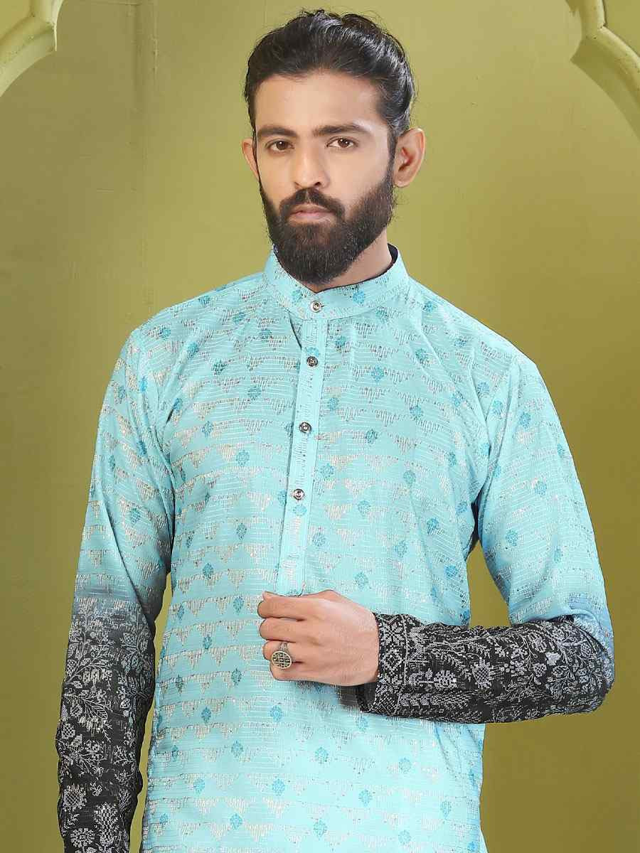 Multi Muslin Cotton Embroidery And Printed Festival Wedding Party Mens Kurta