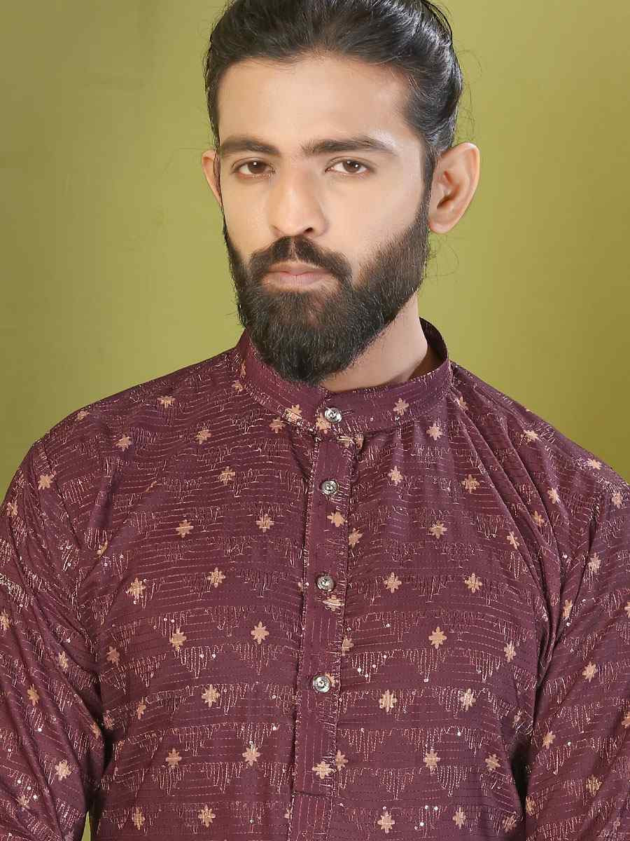 Multi Muslin Cotton Embroidery And Printed Festival Wedding Party Mens Kurta