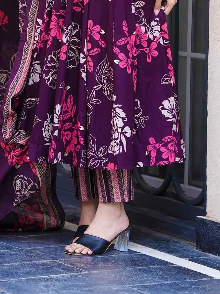 Multi Muslin Cotton Printed Party Wedding Festival Casual Ready Anarkali Salwar Kameez