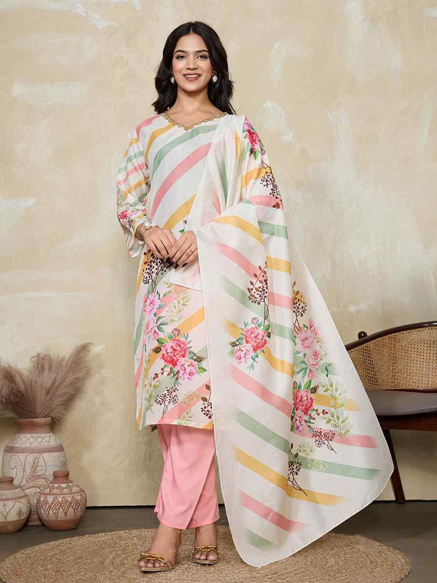 Multi Muslin Silk Printed Party Wedding Festival Casual Ready Pant Salwar Kameez