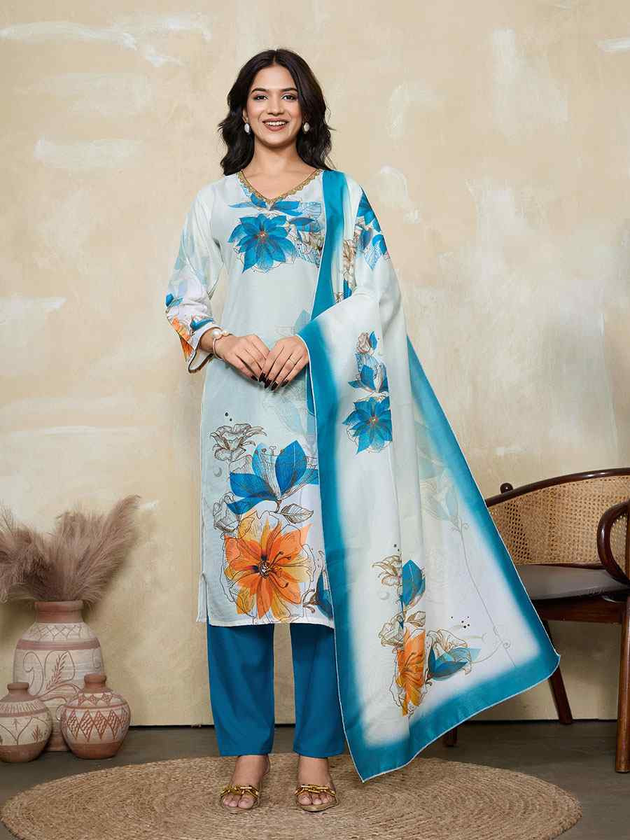 Multi Muslin Silk Printed Party Wedding Festival Casual Ready Pant Salwar Kameez