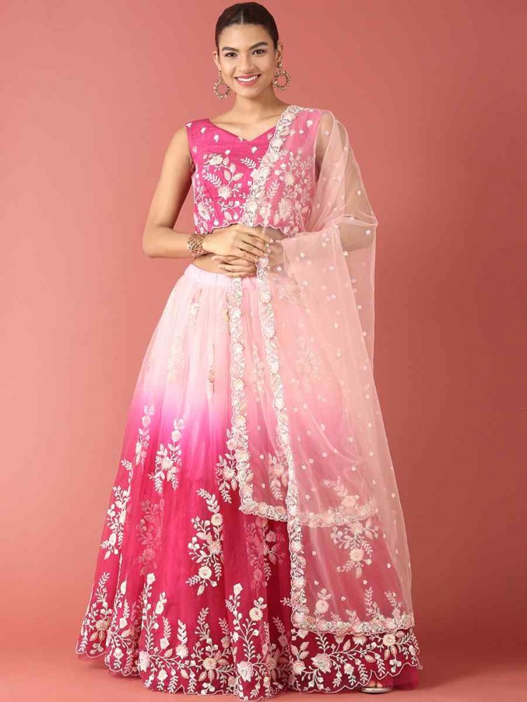 Multi Net Embroidered Festival Wedding Circular Lehenga Choli