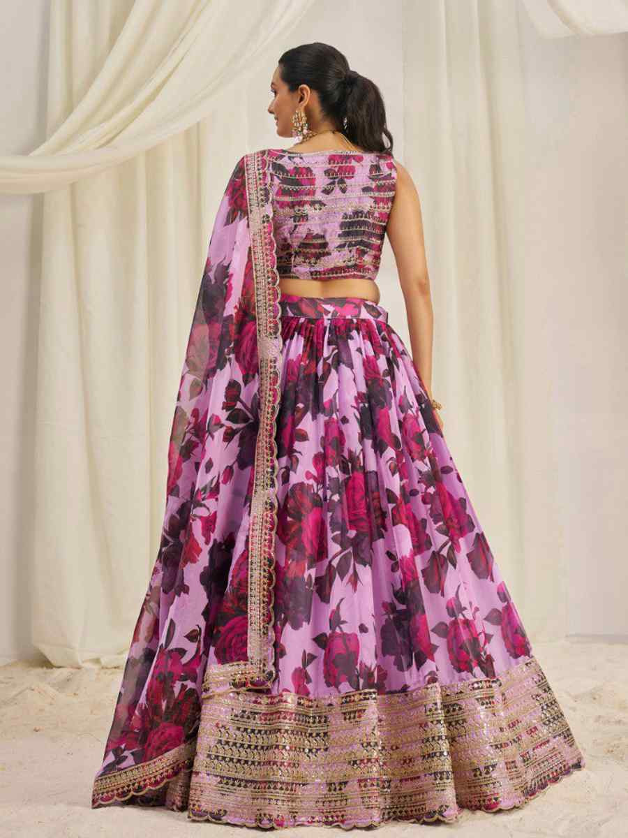 Multi Organza Embroidered Bridesmaid Wedding Heavy Border Lehenga Choli