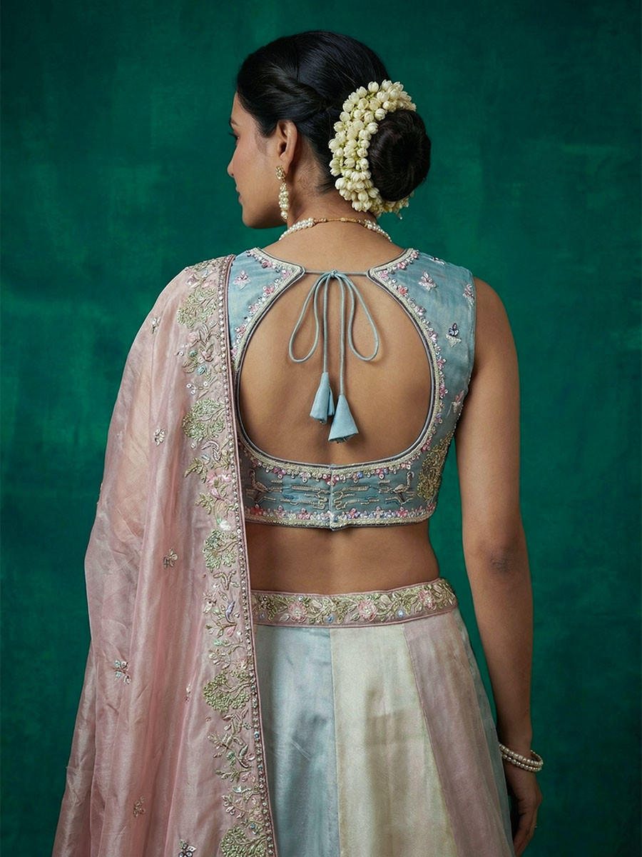 Multi Organza Embroidery Zari Sequins Wedding Reception Party Wear Festival Heavy Border Lehenga Choli