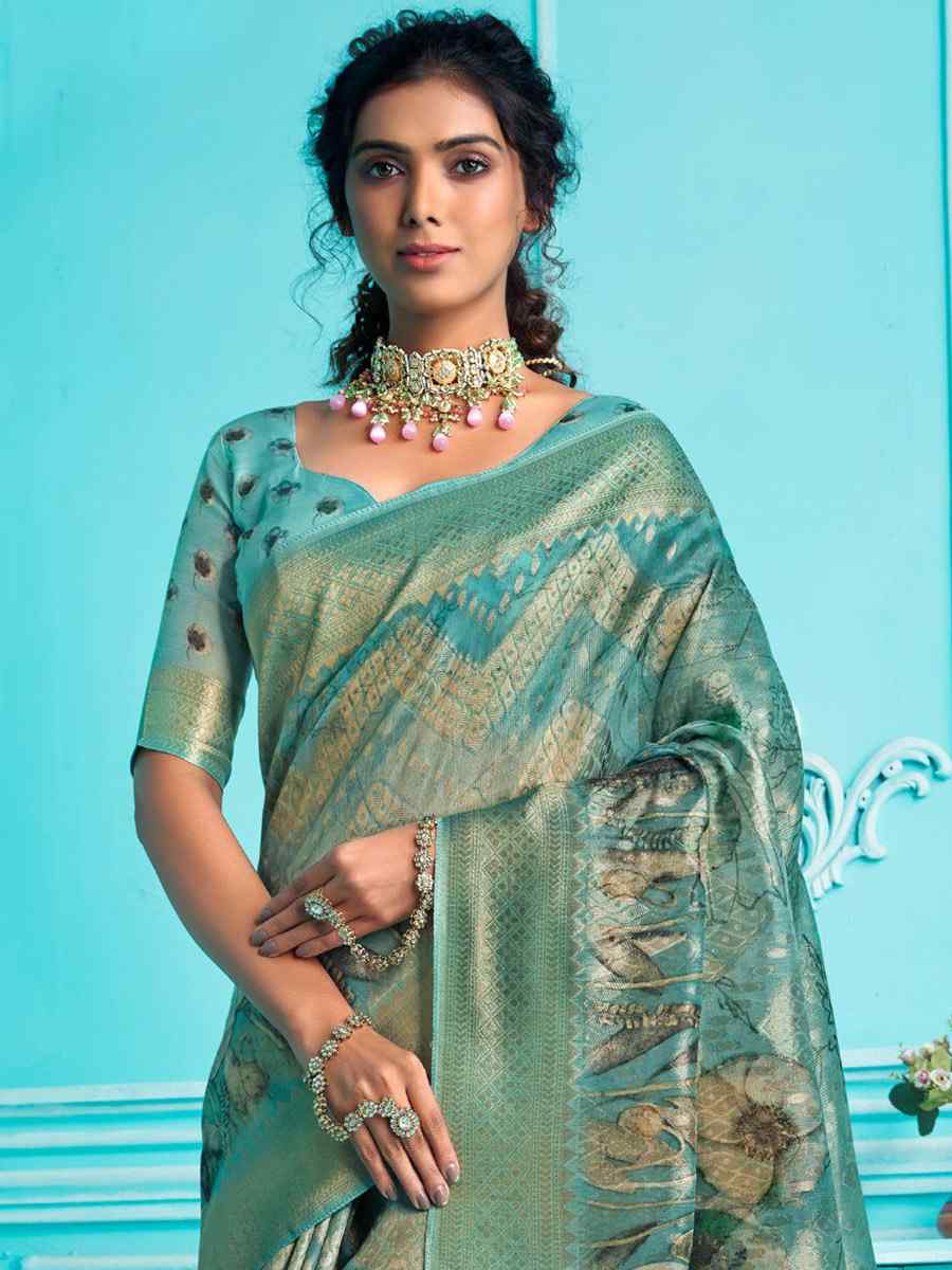 Multi Organza Handwoven Wedding Festival Heavy Border Saree