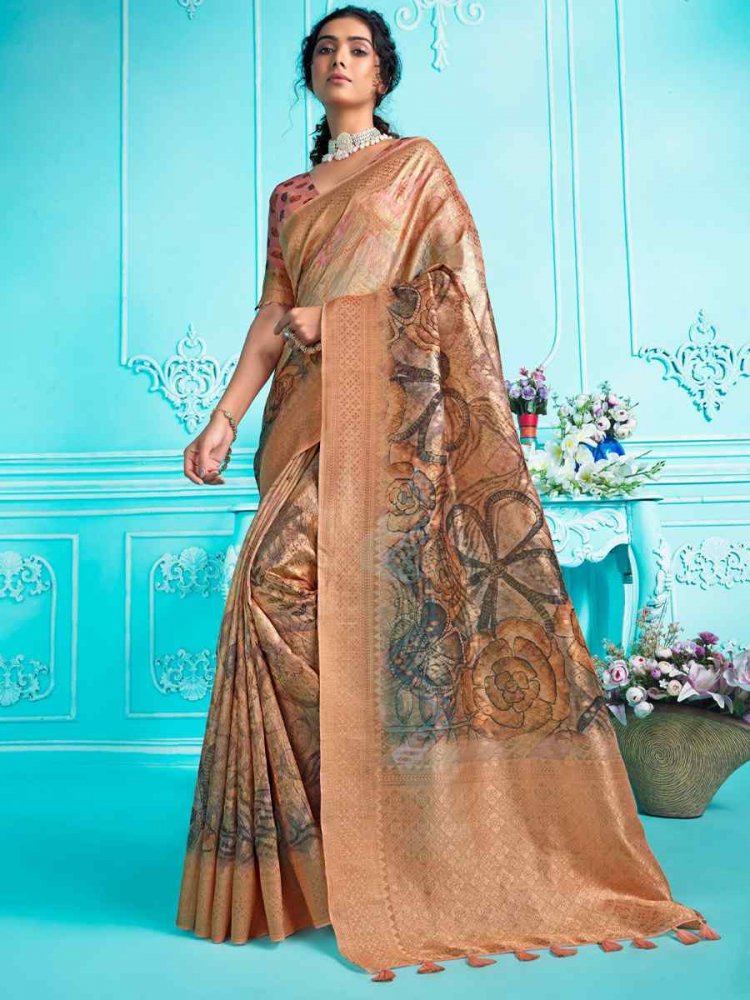 Multi Organza Handwoven Wedding Festival Heavy Border Saree