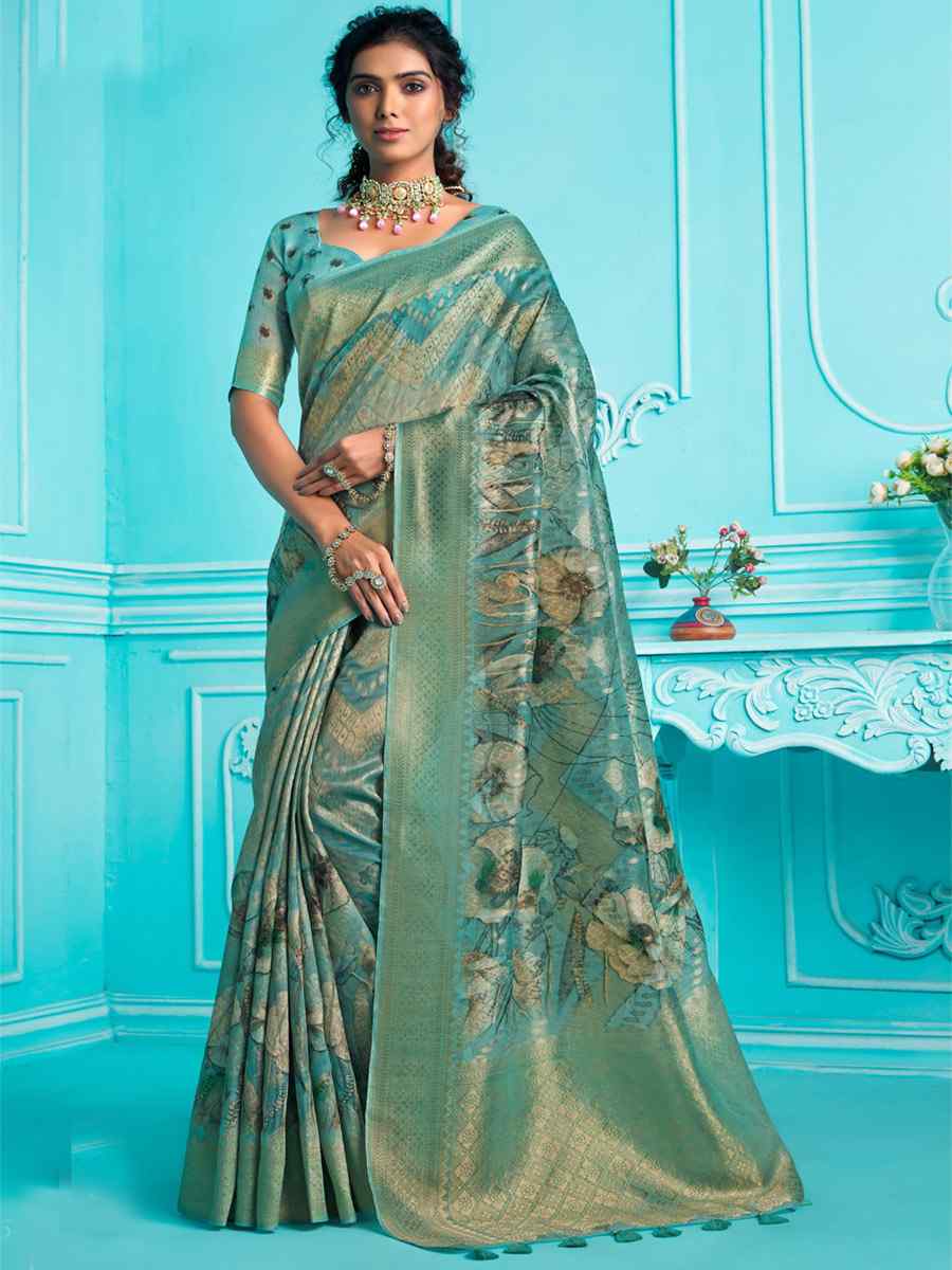 Multi Organza Handwoven Wedding Festival Heavy Border Saree