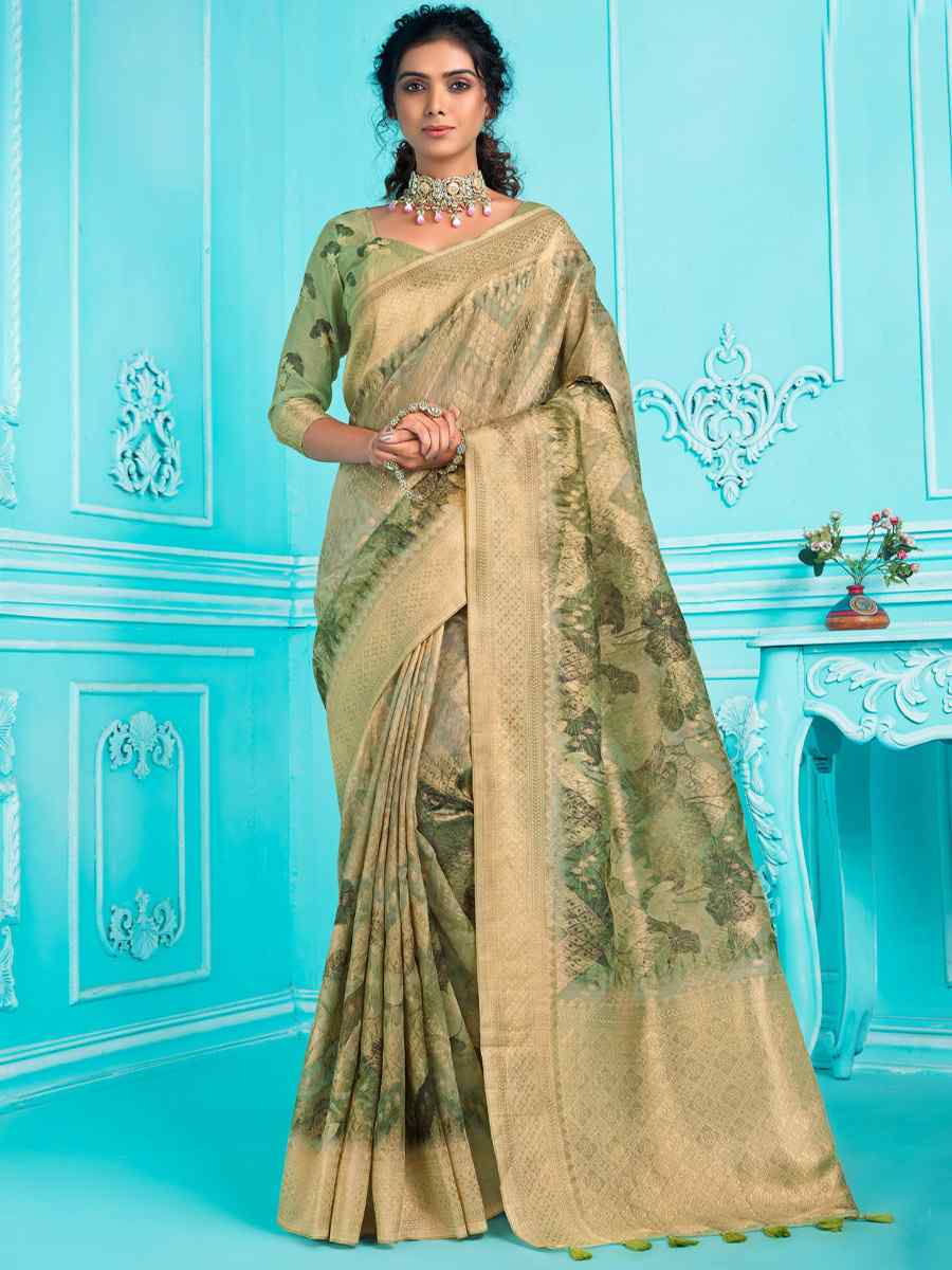 Multi Organza Handwoven Wedding Festival Heavy Border Saree