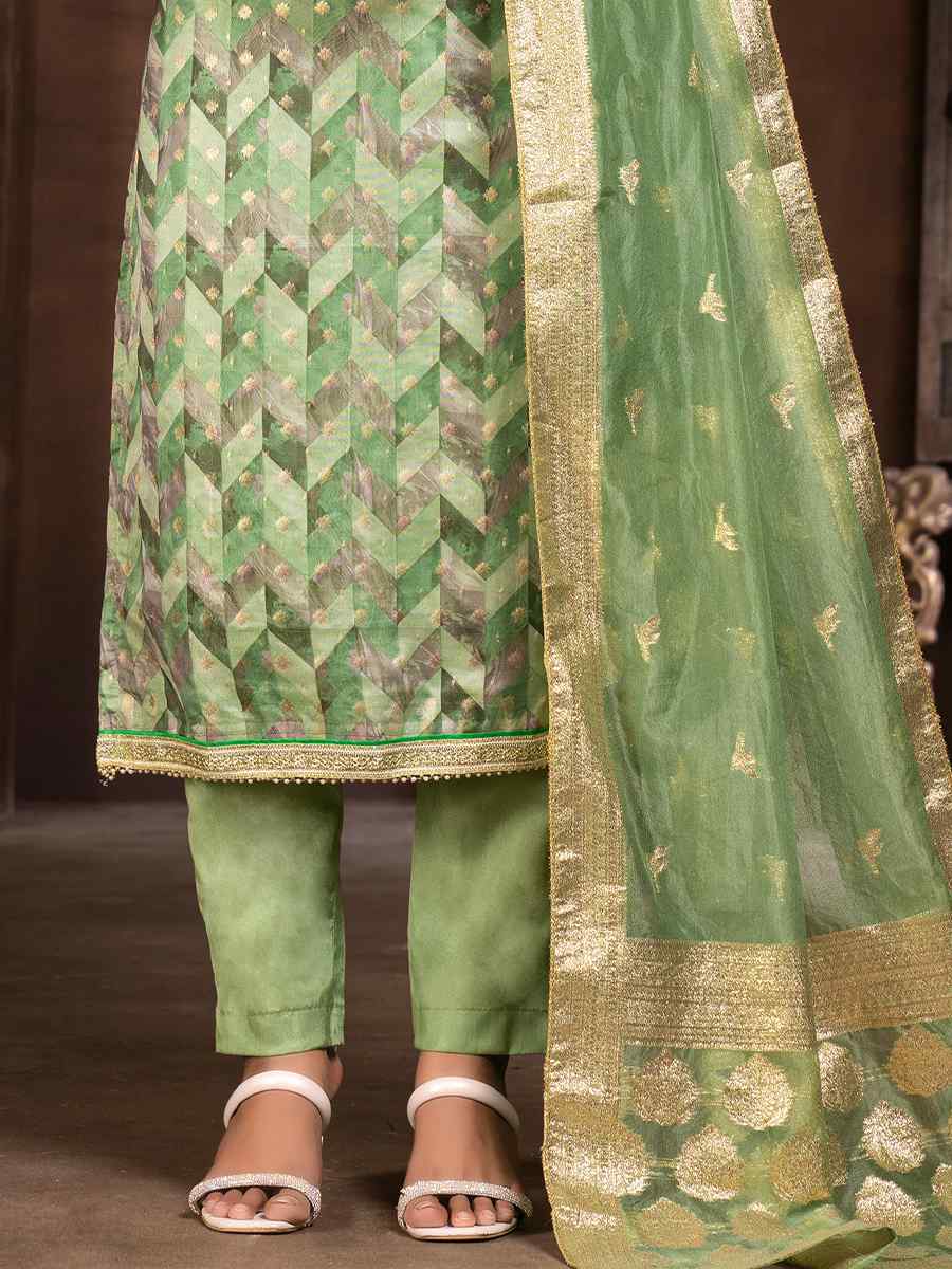 Multi Organza JacquardEmbroidered Casual Festival Pant Salwar Kameez