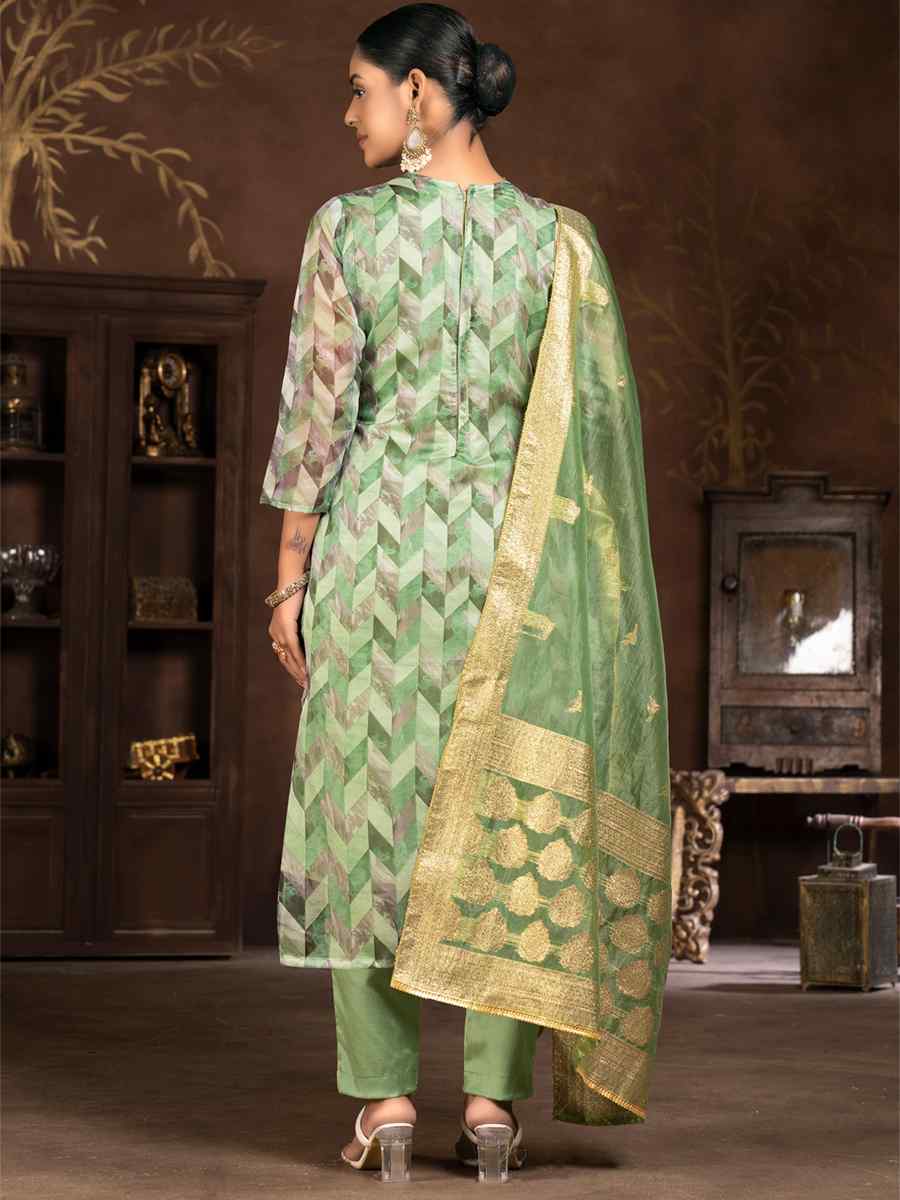 Multi Organza JacquardEmbroidered Casual Festival Pant Salwar Kameez