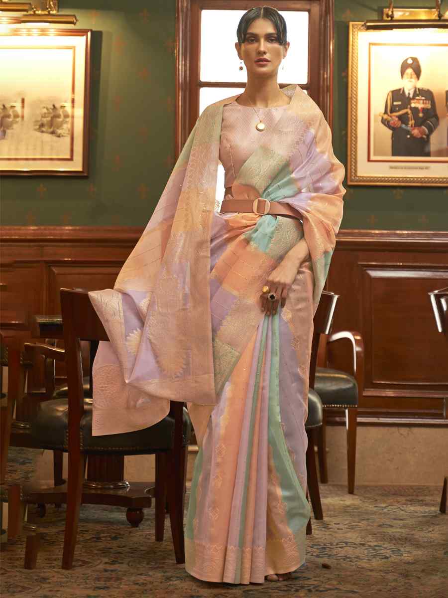 Multi Organza Sequins Party Festival Contemporary Saree