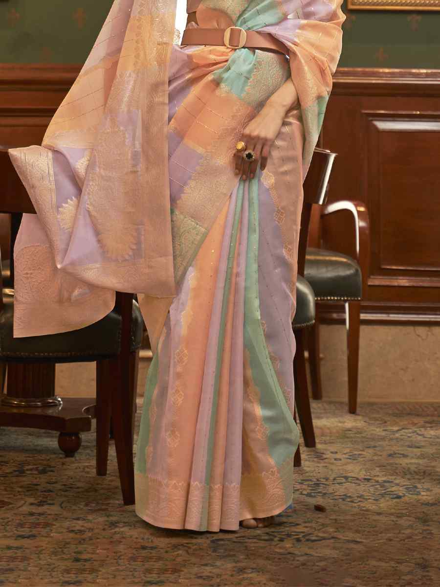 Multi Organza Sequins Party Festival Contemporary Saree