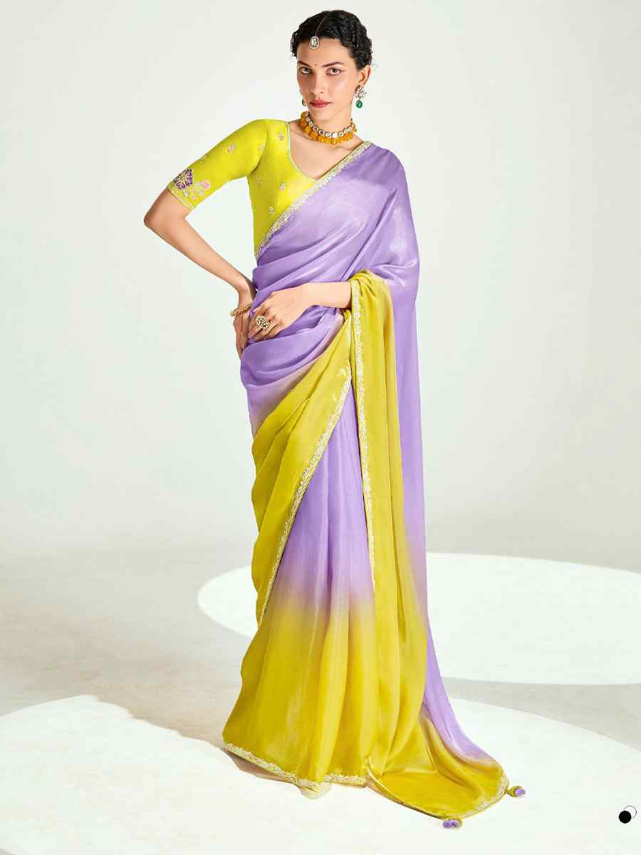 Multi Organza Tissue Embroidered Festival Wedding Fancy Heavy Border Saree