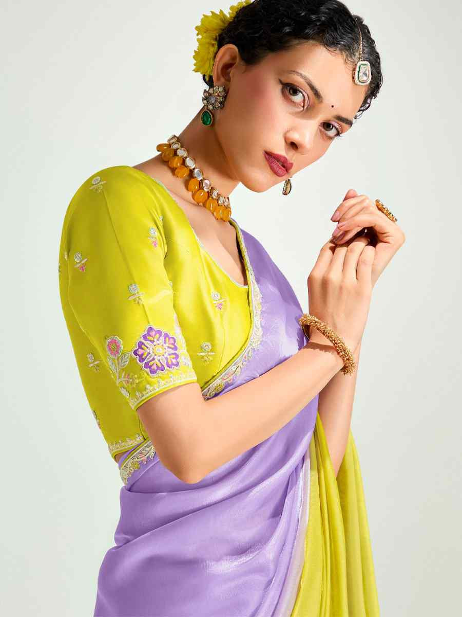 Multi Organza Tissue Embroidered Festival Wedding Fancy Heavy Border Saree