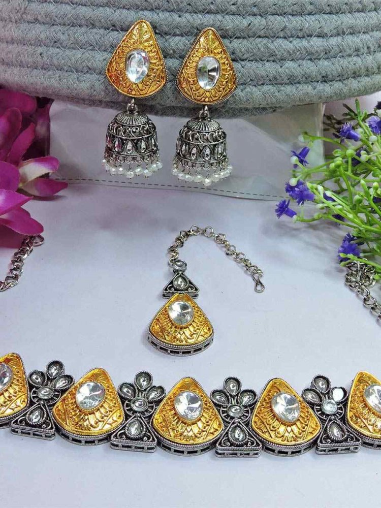 Multi Oxidised Festival Wear Kundan Necklace