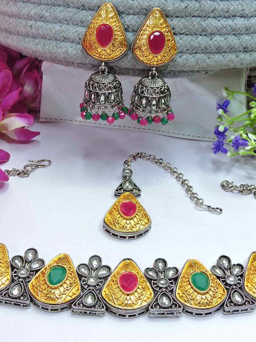 Multi Oxidised Festival Wear Kundan Necklace
