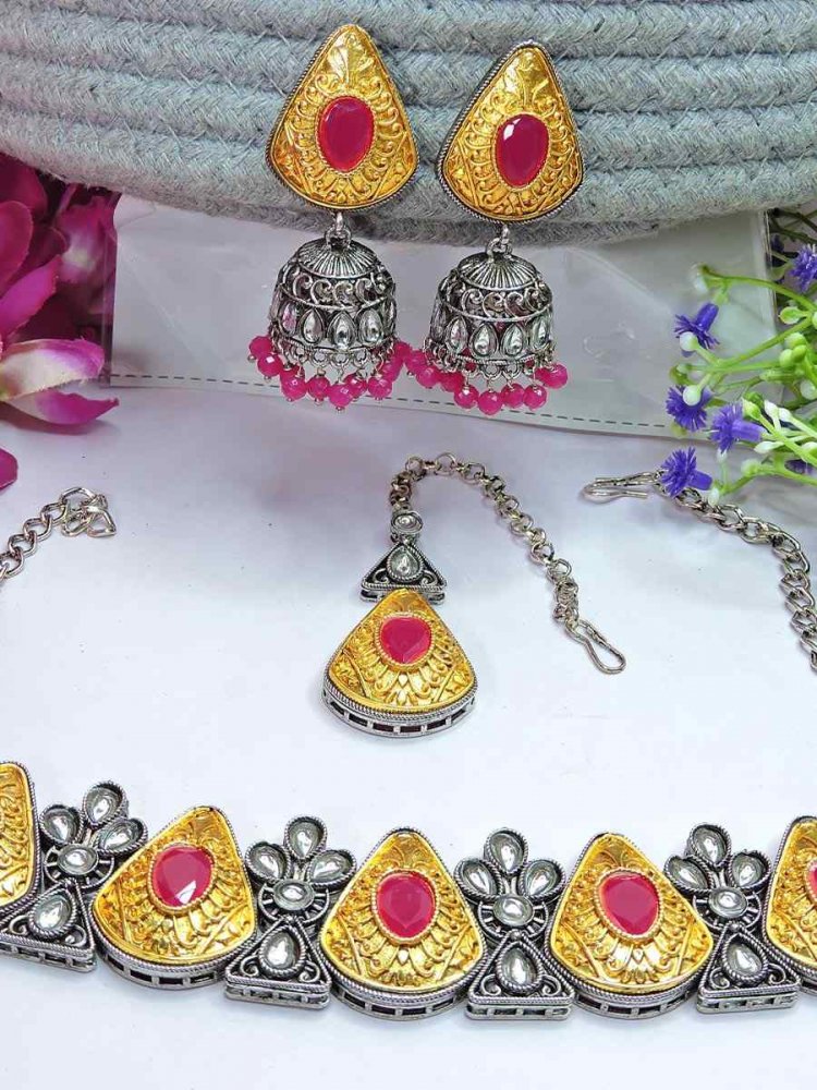 Multi Oxidised Festival Wear Kundan Necklace