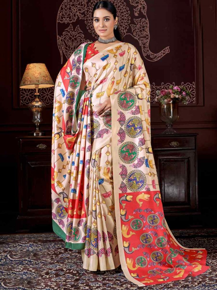 Multi Pashmina Printed Casual Festival Contemporary Saree