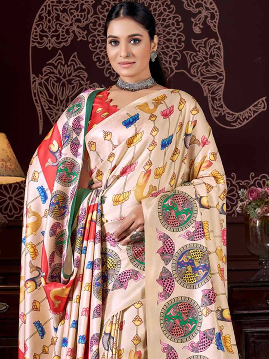 Multi Pashmina Printed Casual Festival Contemporary Saree