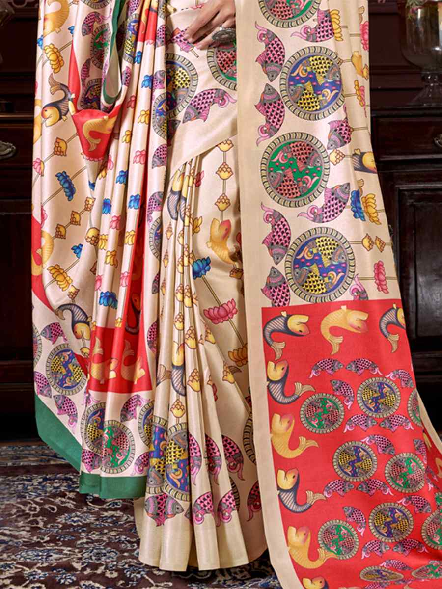 Multi Pashmina Printed Casual Festival Contemporary Saree