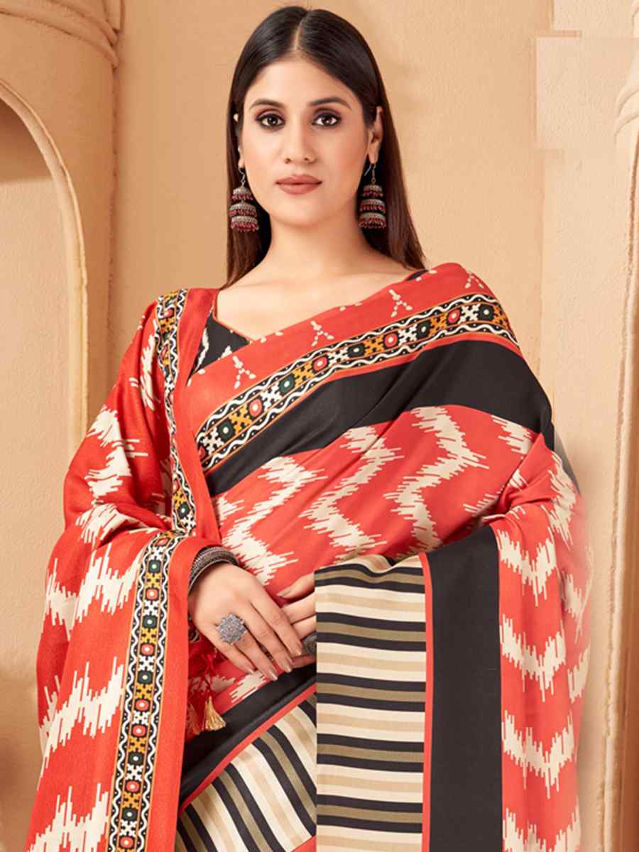 Multi Pashmina Printed Casual Festival Contemporary Saree