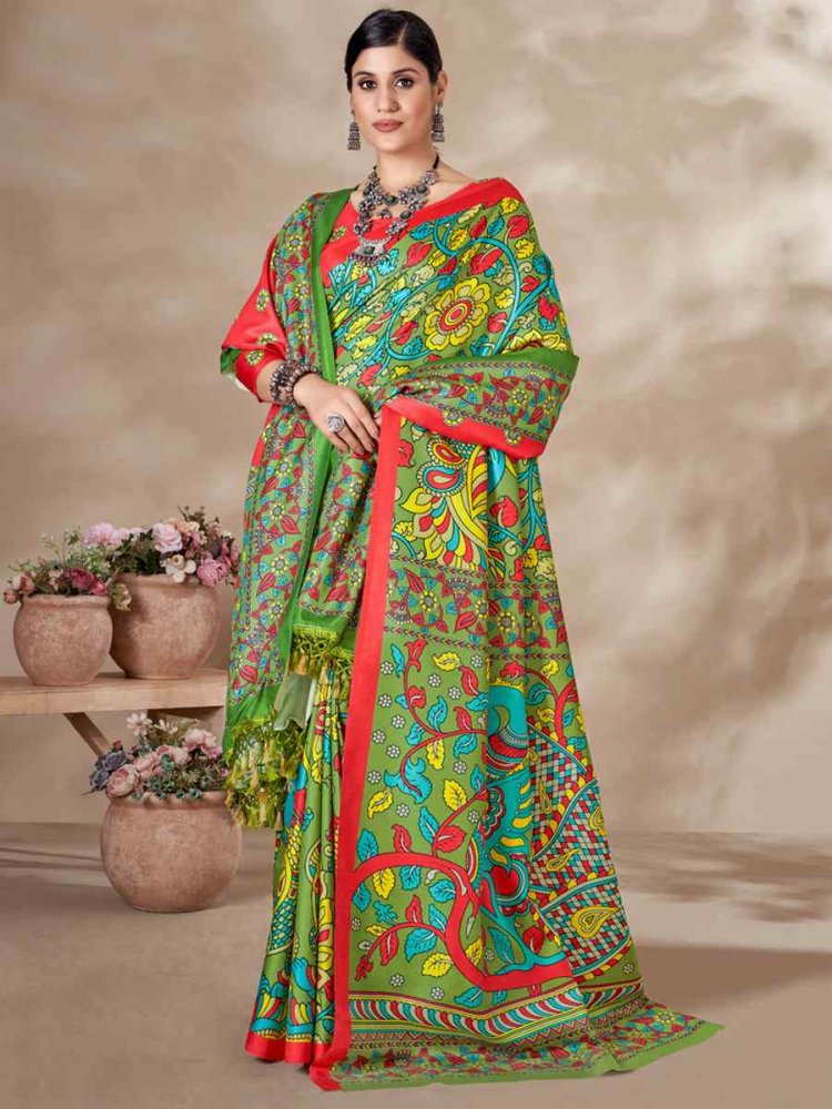 Multi Pashmina Printed Casual Festival Contemporary Saree