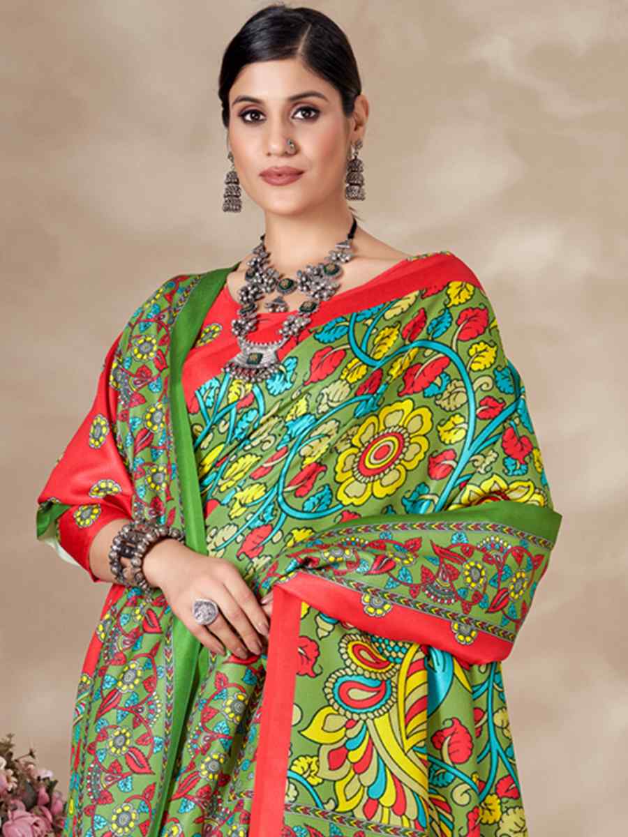 Multi Pashmina Printed Casual Festival Contemporary Saree