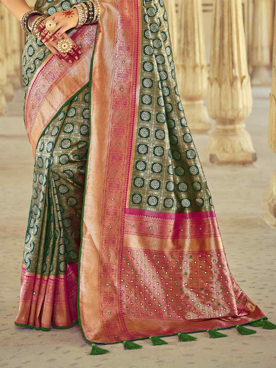 Multi Pathan Patola Pure Silk Embroidered Wedding Festival Heavy Border Saree