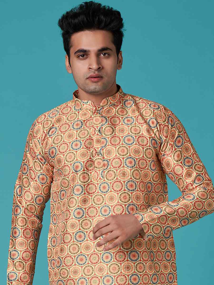 Multi Poly Silk Printed Festival Casual Kurta