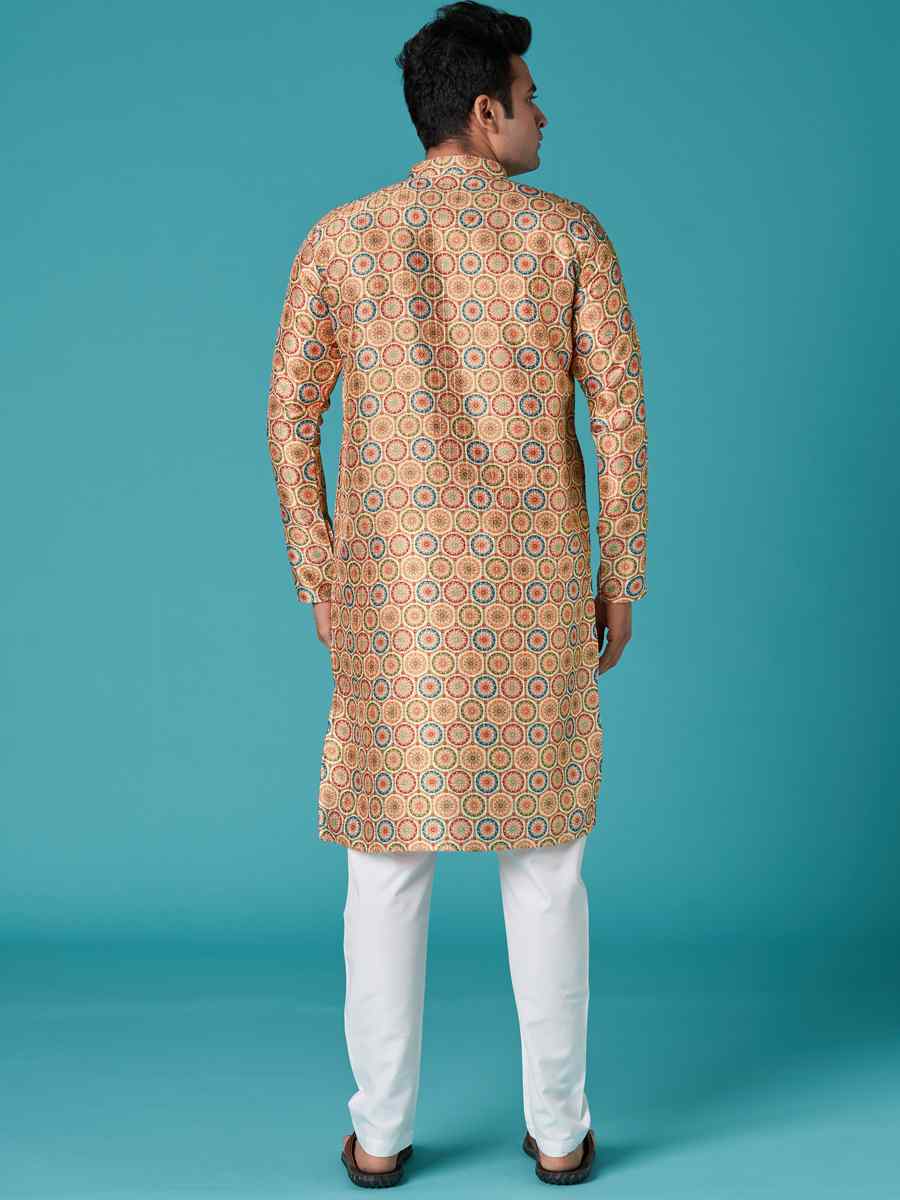 Multi Poly Silk Printed Festival Casual Kurta