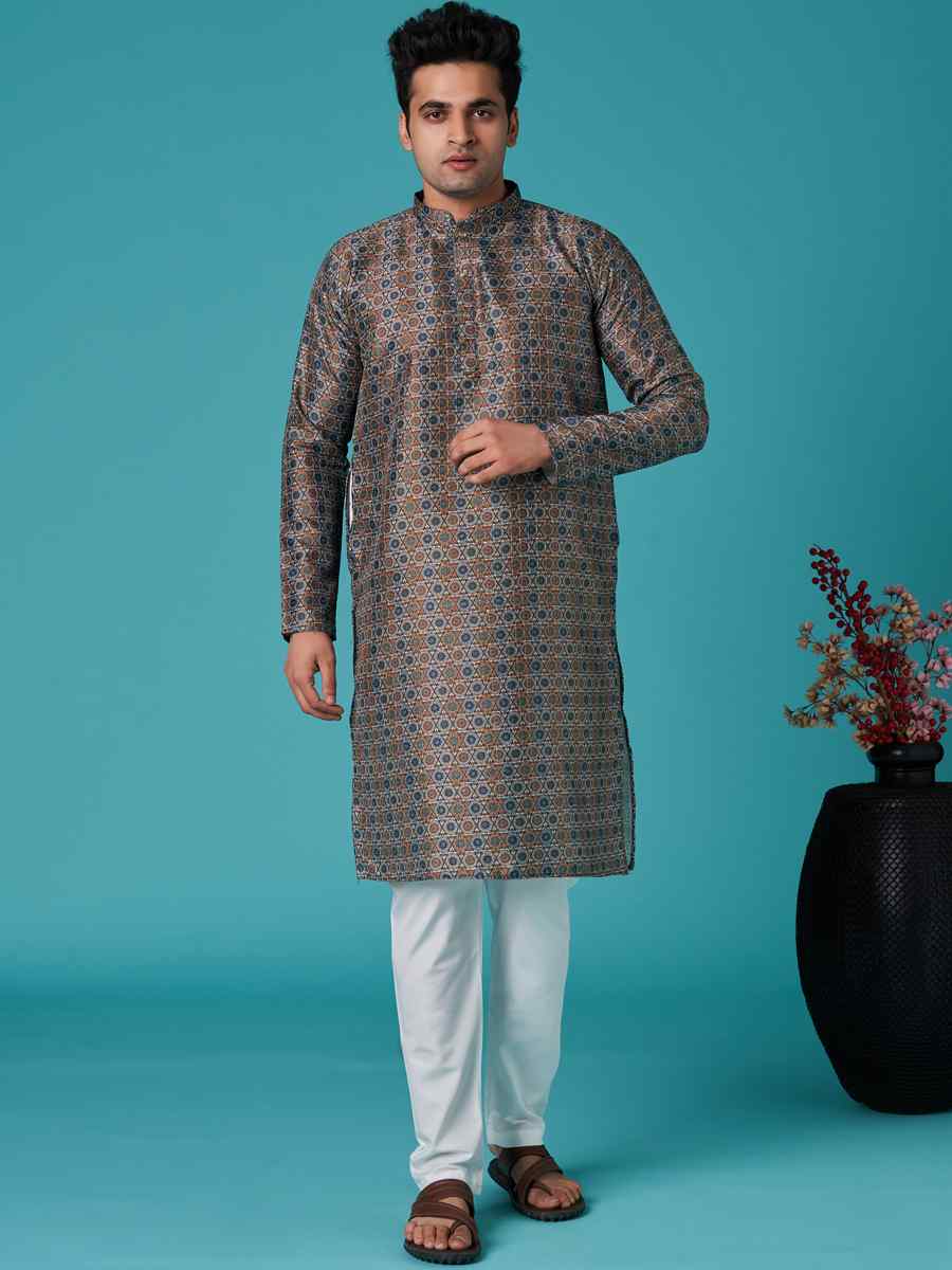 Multi Poly Silk Printed Festival Casual Kurta