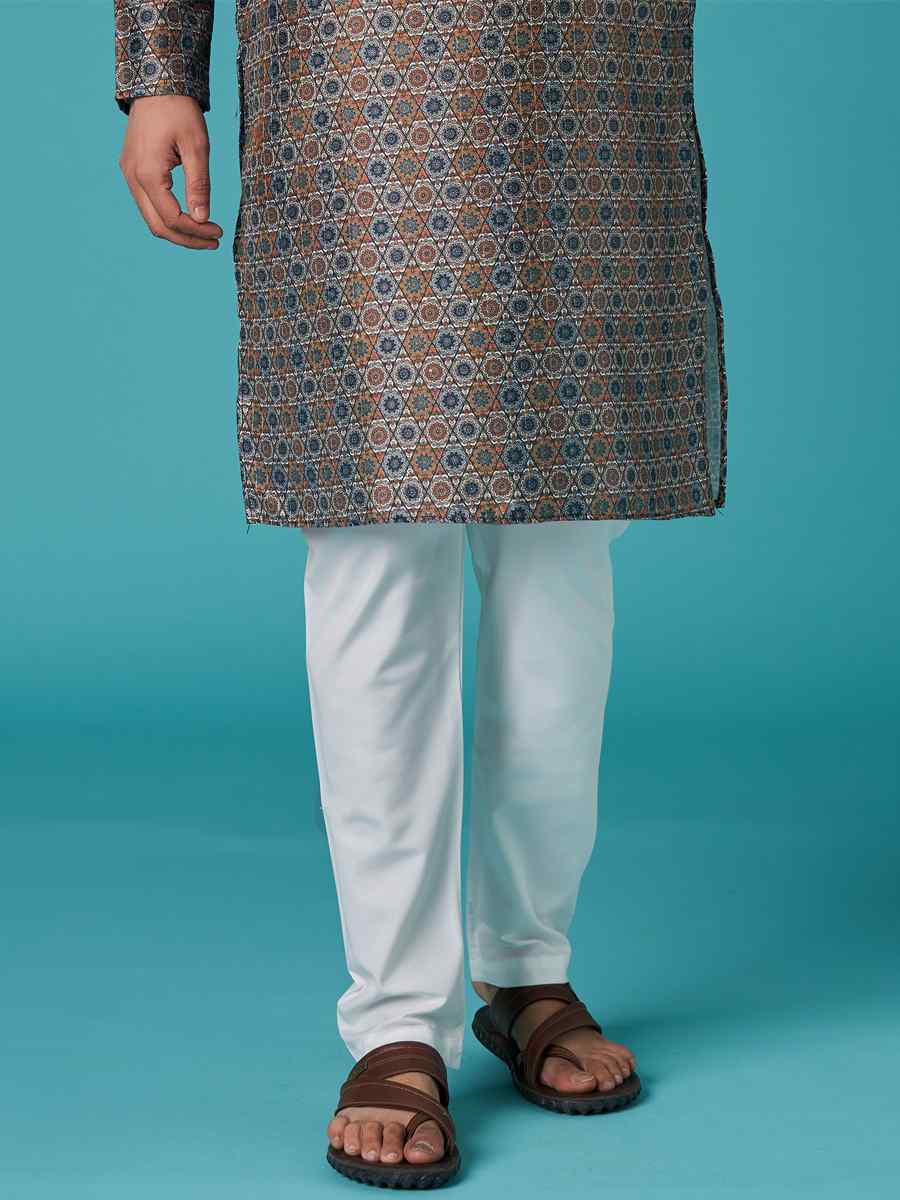 Multi Poly Silk Printed Festival Casual Kurta