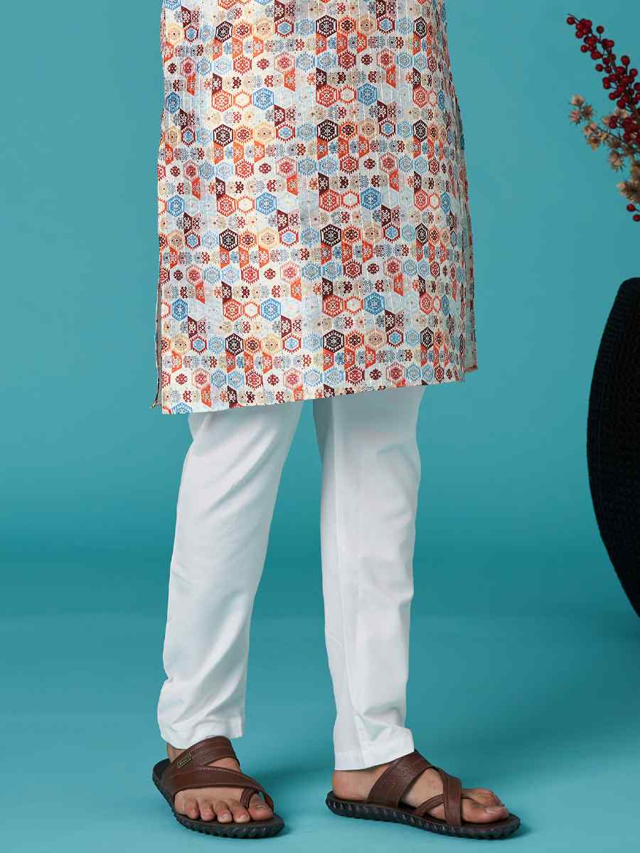 Multi Poly Silk Printed Festival Casual Kurta