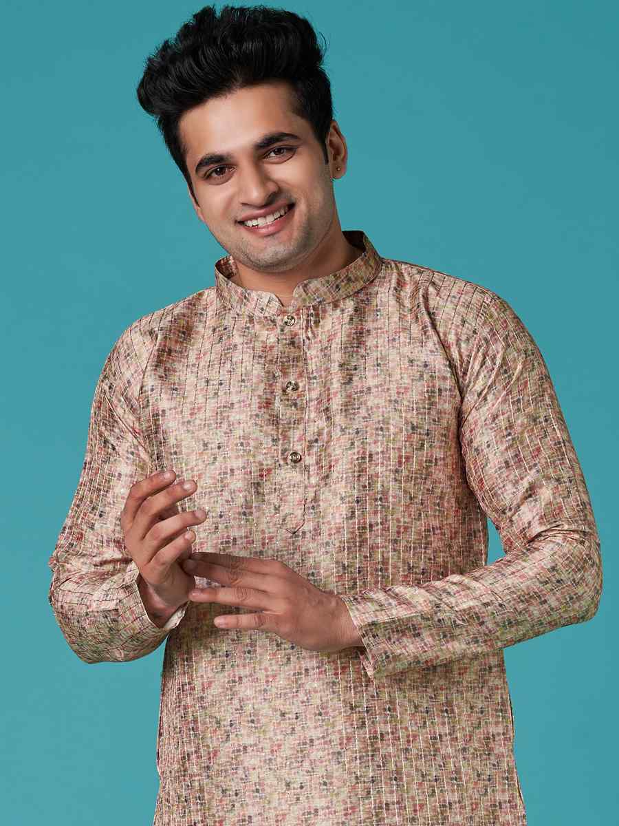 Multi Poly Silk Printed Festival Casual Kurta