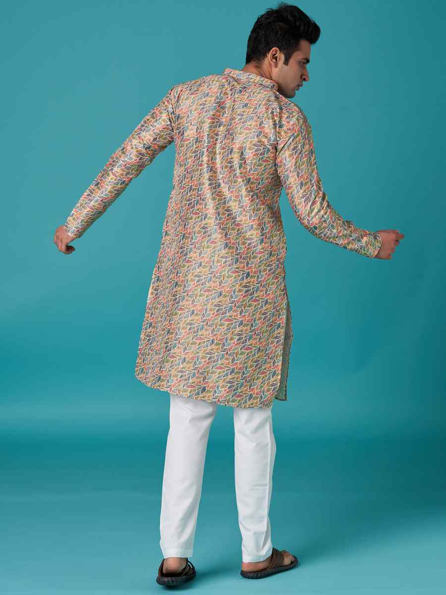 Multi Poly Silk Printed Festival Casual Kurta