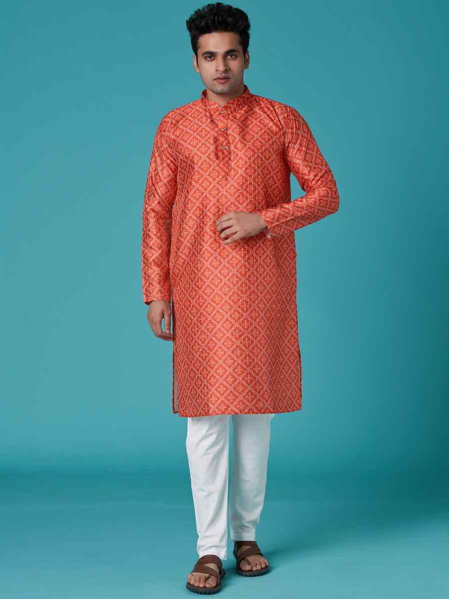 Multi Poly Silk Printed Festival Casual Kurta