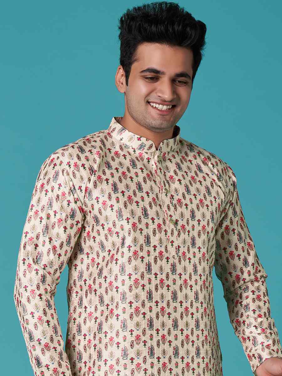 Multi Poly Silk Printed Festival Casual Kurta