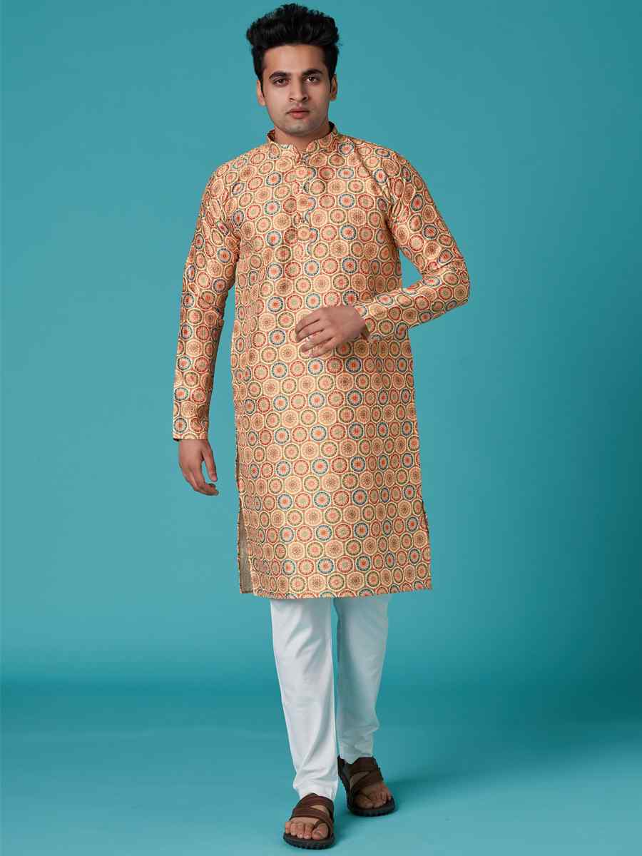 Multi Poly Silk Printed Festival Casual Kurta